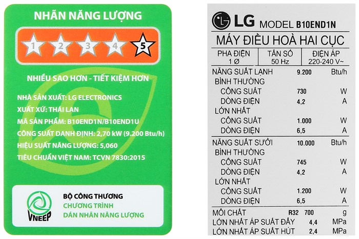 Điều hòa LG Inverter 9000 BTU 2 chiều B10END1